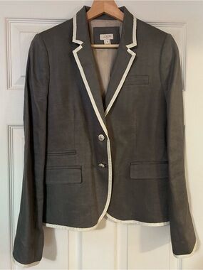 J. Crew Women's Dark Gray Blazer with White Trim